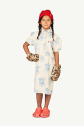 White Jersey Pigeon Kids Dress MODEL FRONT