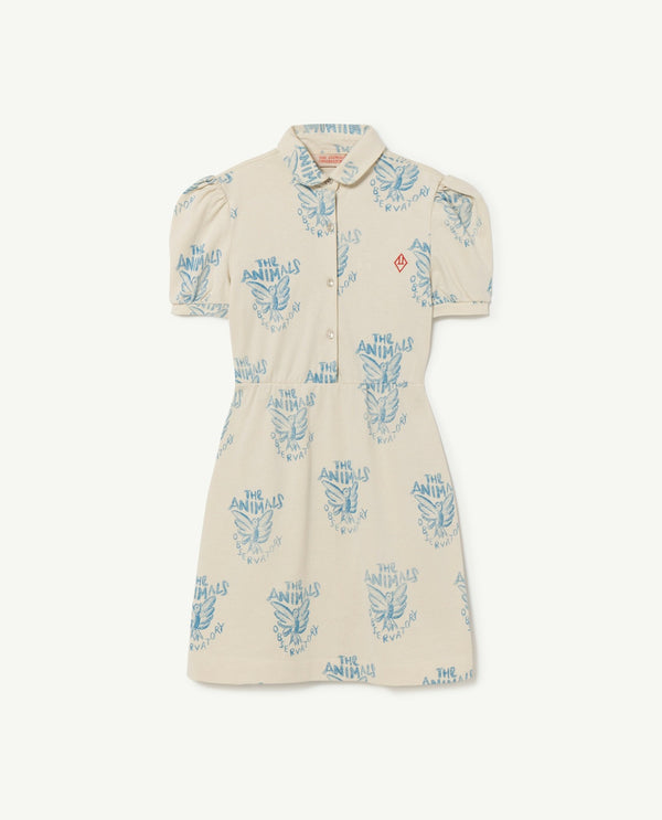 White Jersey Pigeon Kids Dress PRODUCT FRONT