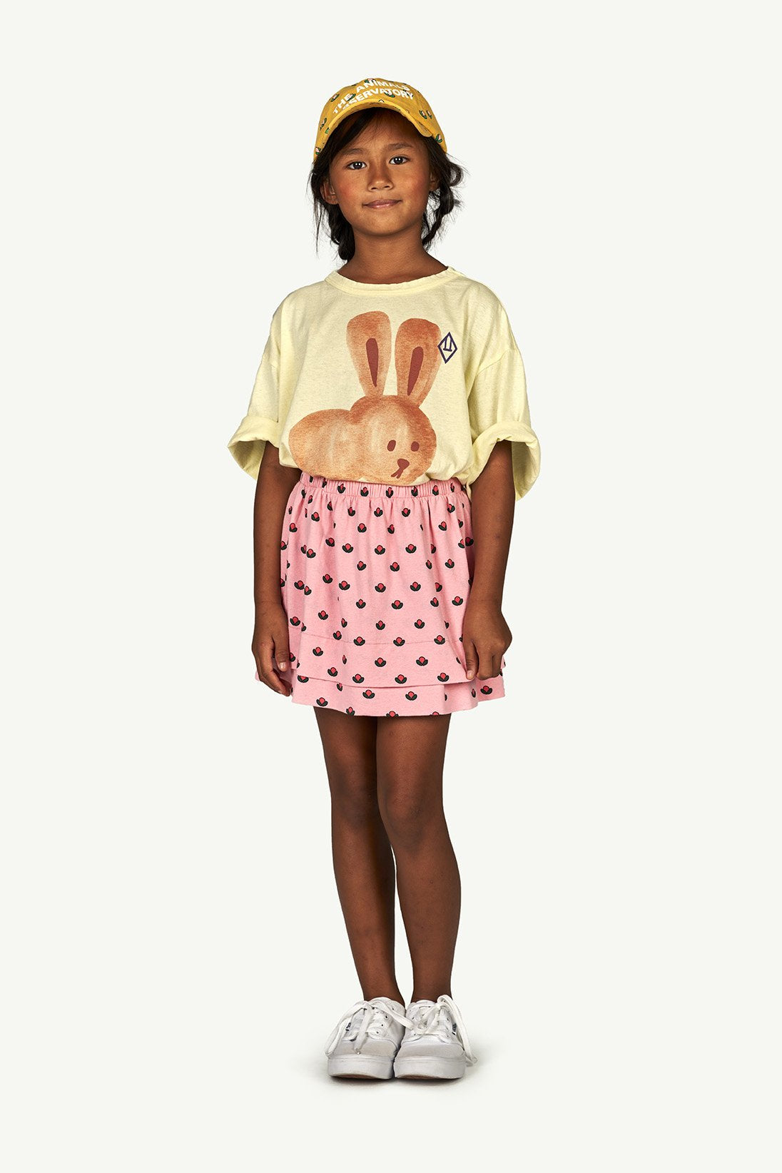 Pink Flowers Ferret Skirt MODEL FRONT
