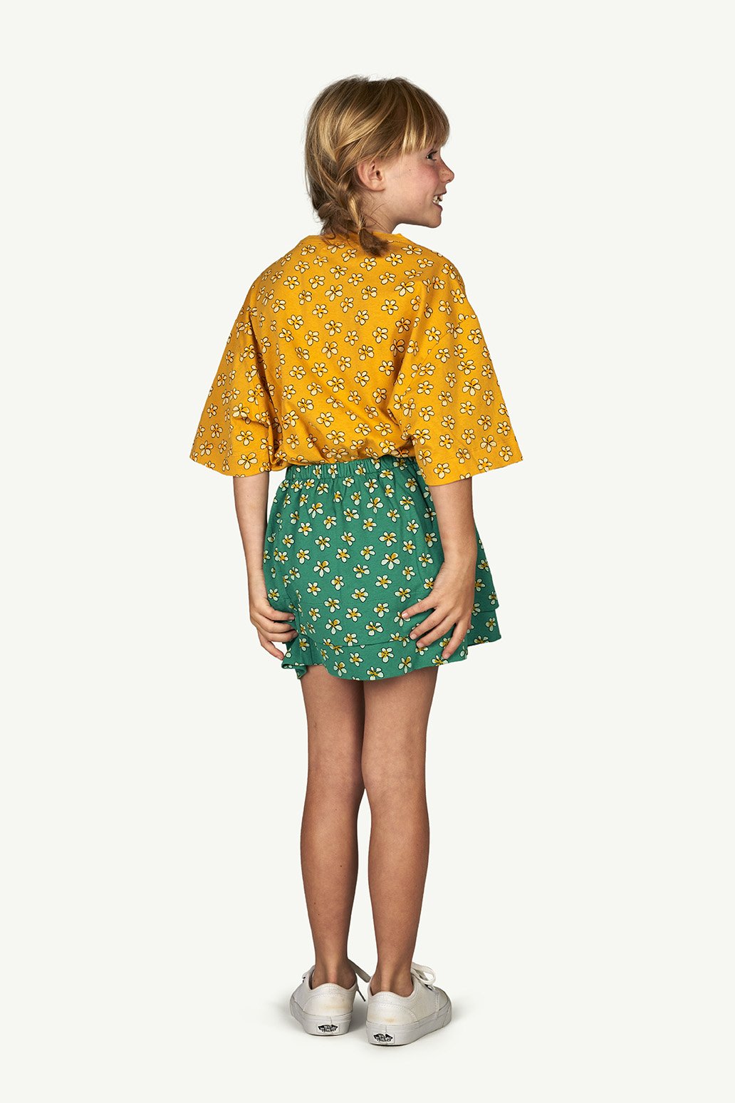 Green Flowers Ferret Skirt MODEL BACK