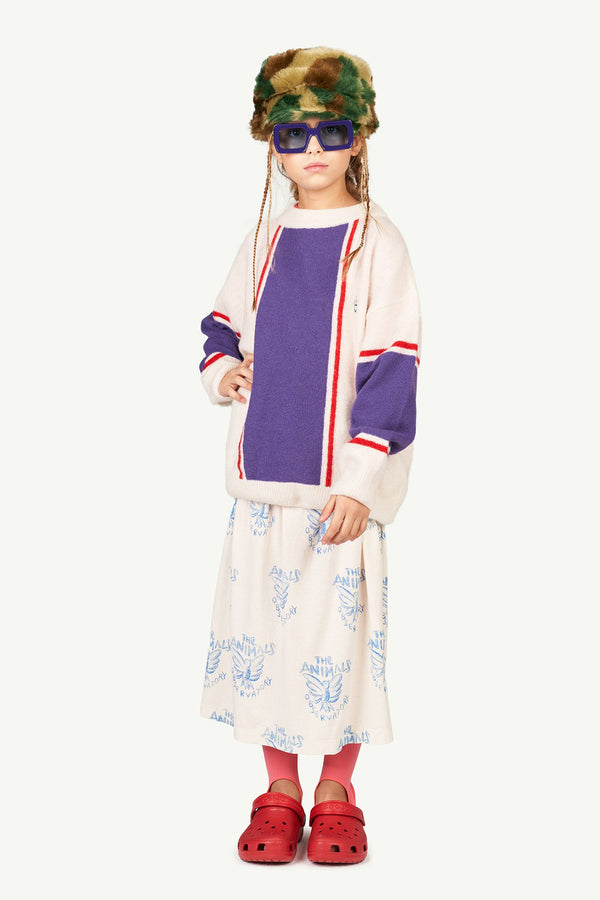 White Birds Ladybug Kids Skirt MODEL FRONT