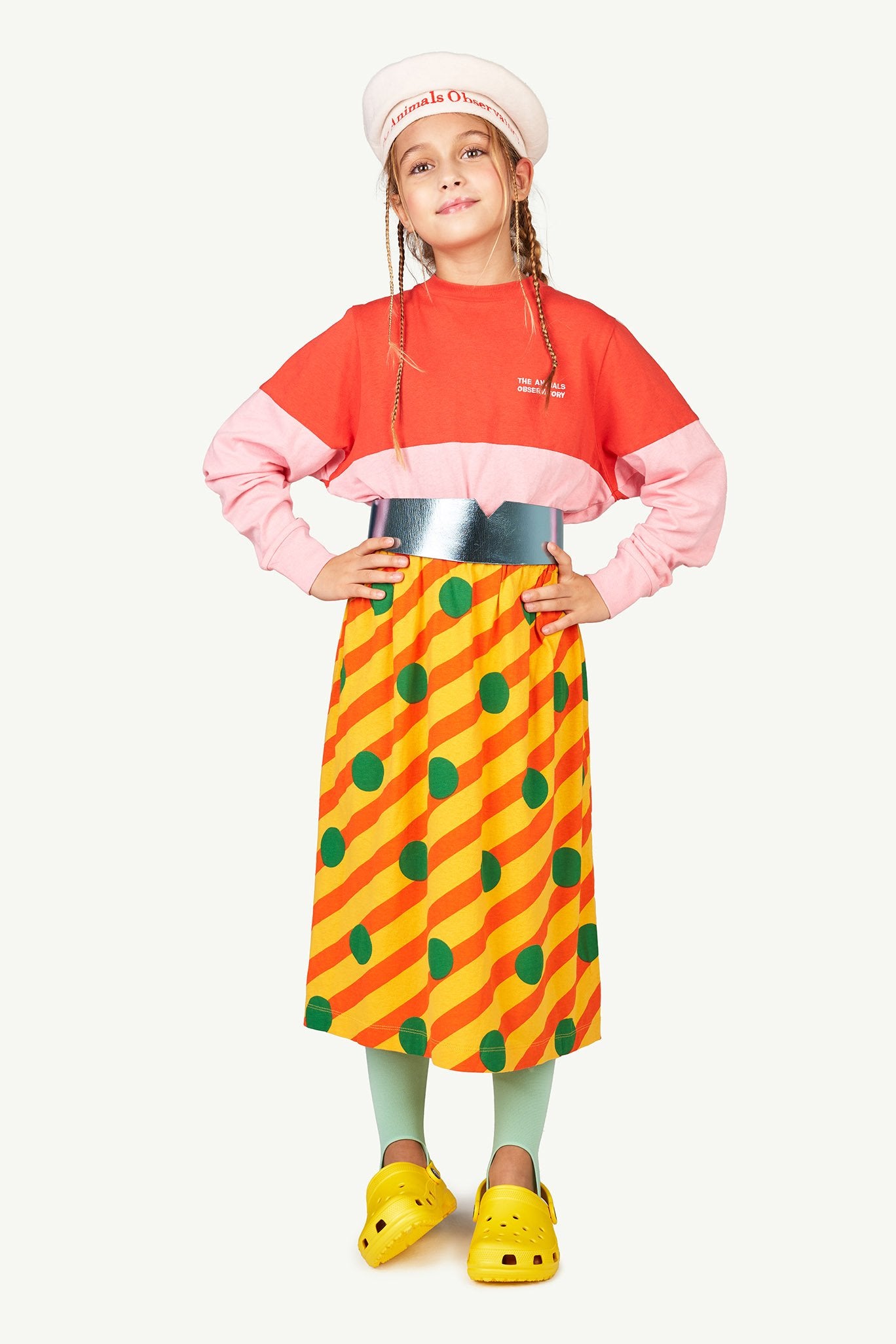 Yellow Ladybug Kids Skirt MODEL FRONT