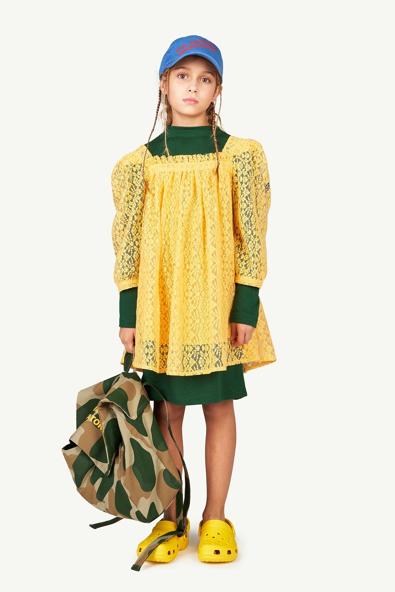 Yellow Lace Dodo Kids Dress MODEL FRONT