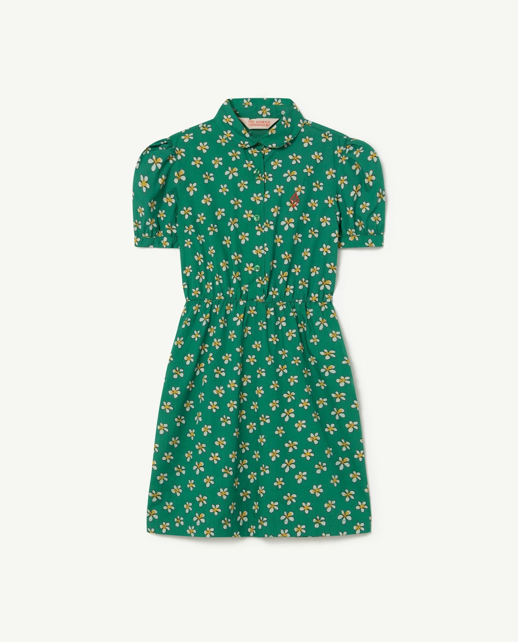 Green Flowers Pigeon Dress PRODUCT FRONT