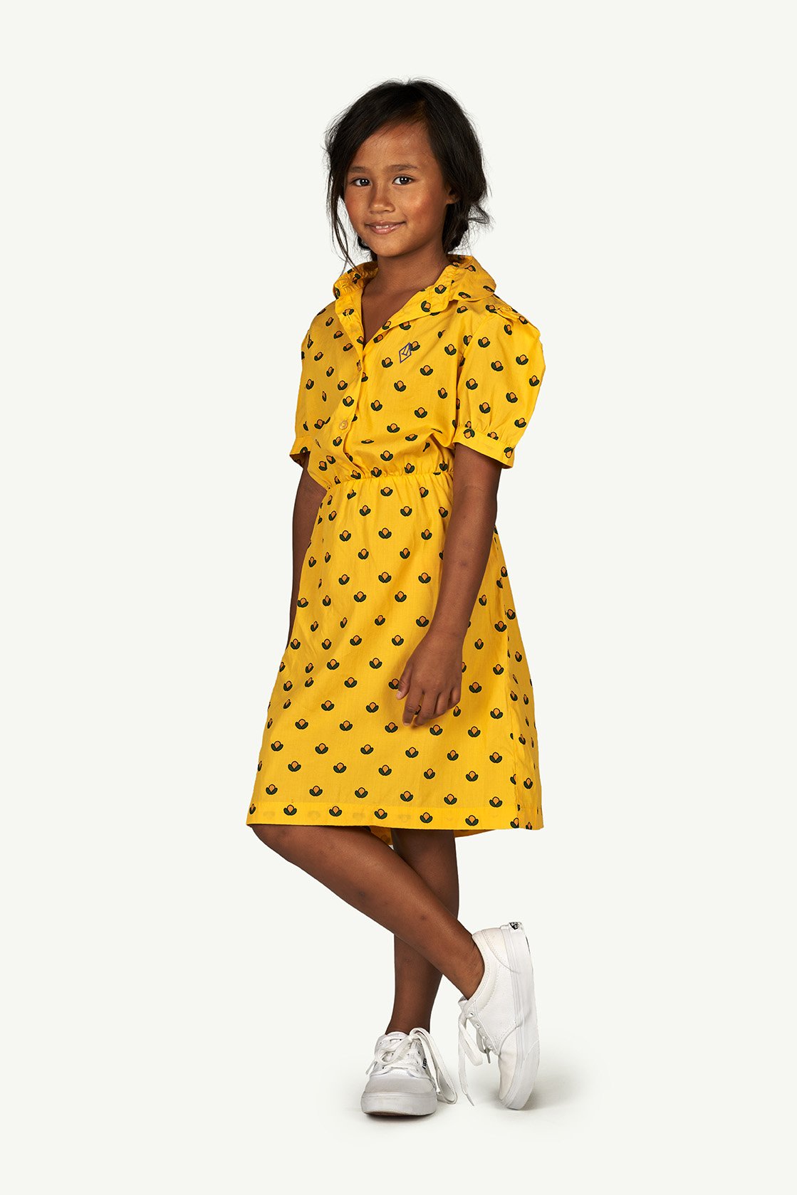 Yellow Flowers Pigeon Dress MODEL FRONT