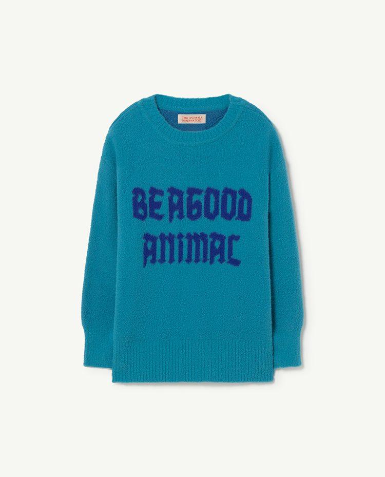 Blue Graphic Bull Kids Sweater COVER