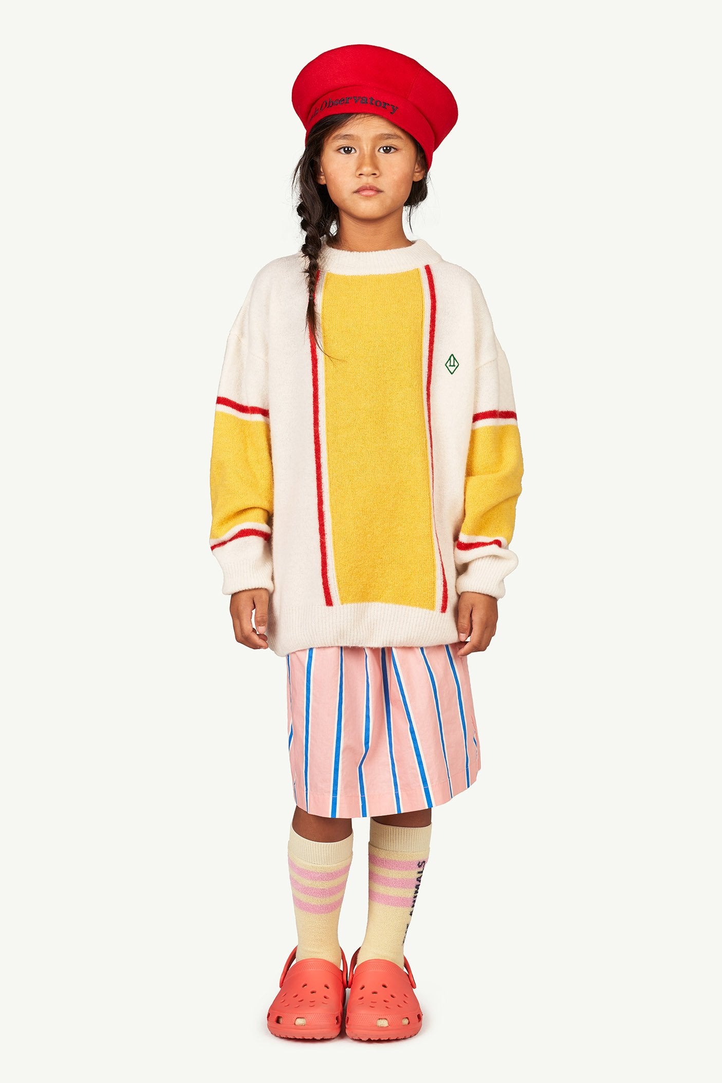 Yellow Tricolor Bull Kids Sweater MODEL FRONT