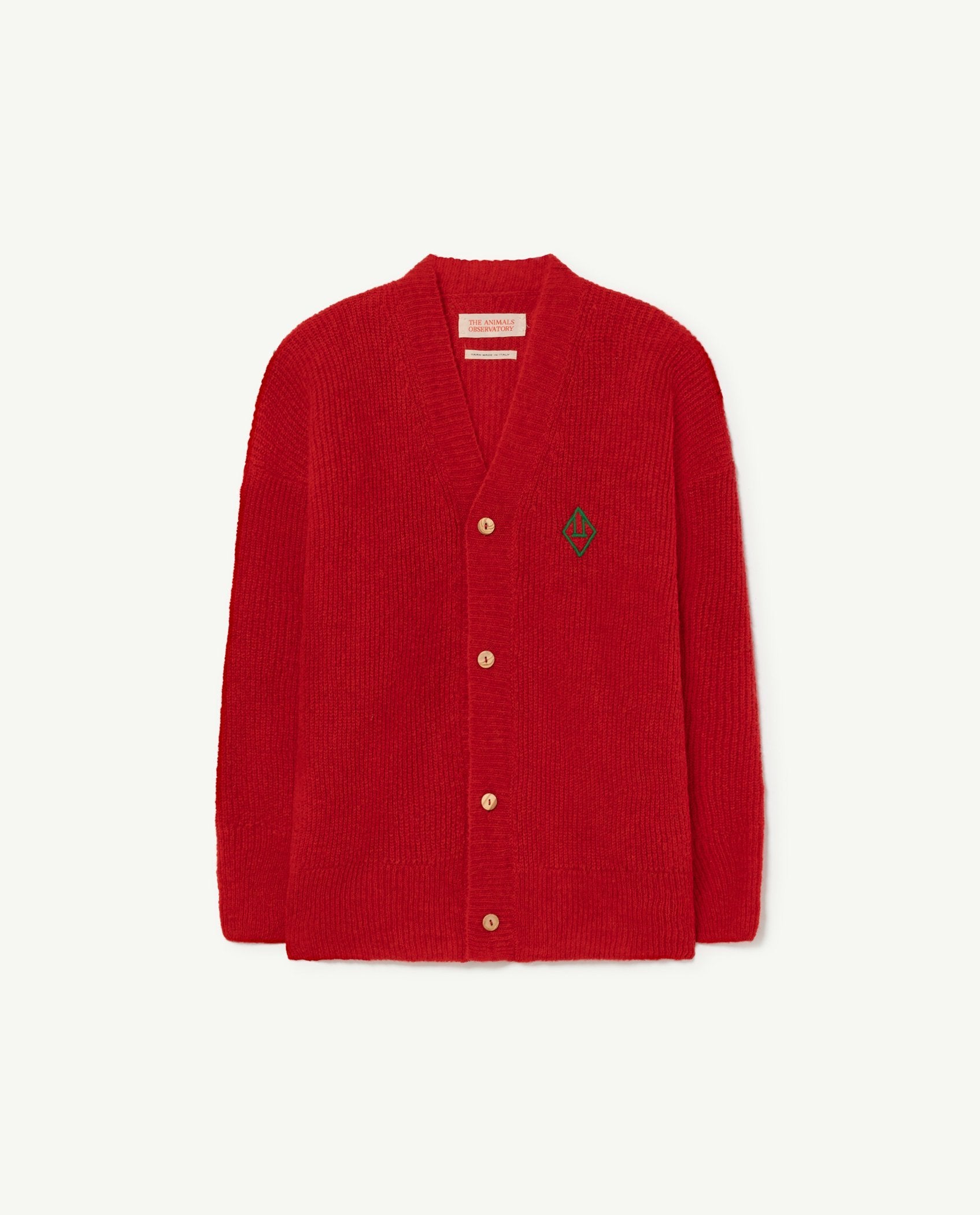 Red Plain Racoon Kids Cardigan PRODUCT FRONT