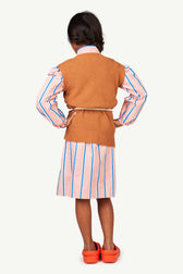 Brown Plain Bat Kids Vest MODEL BACK