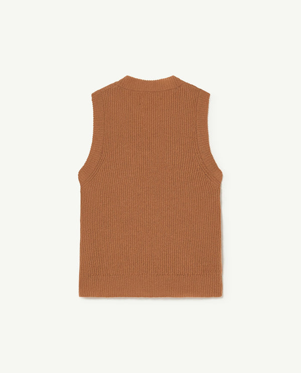 Brown Plain Bat Kids Vest PRODUCT BACK