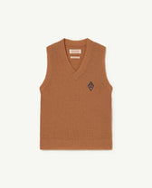 Brown Plain Bat Kids Vest PRODUCT FRONT