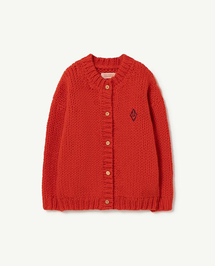 Red Plain Toucan Kids Cardigan COVER