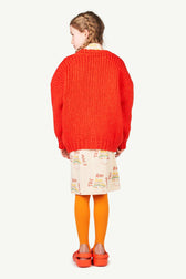 Red Plain Toucan Kids Cardigan MODEL BACK
