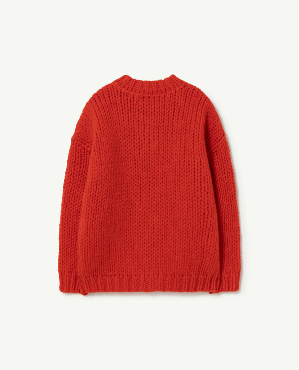 Red Plain Toucan Kids Cardigan PRODUCT BACK