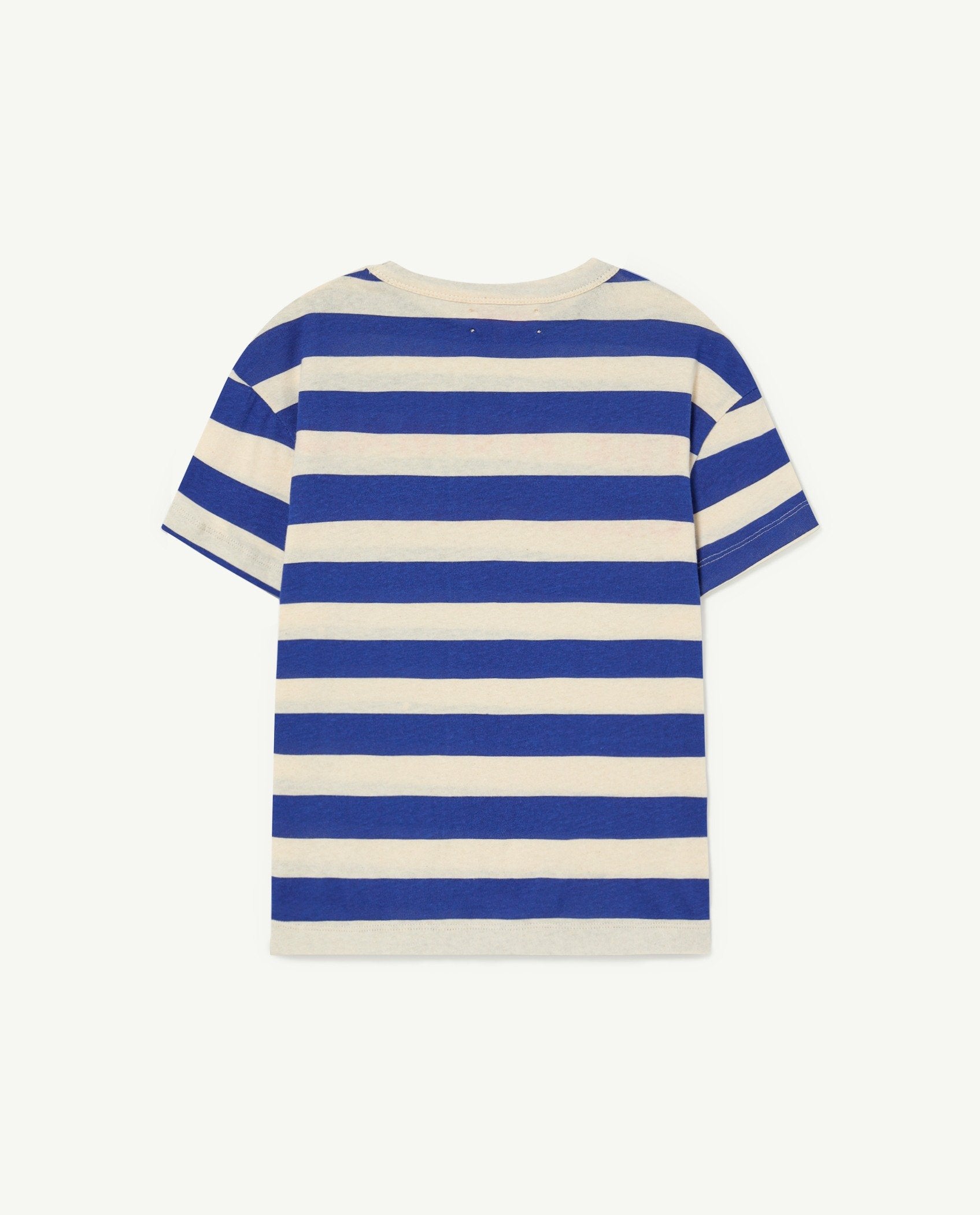 Recycled Raw White Rooster Blue Stripes T-Shirt PRODUCT BACK