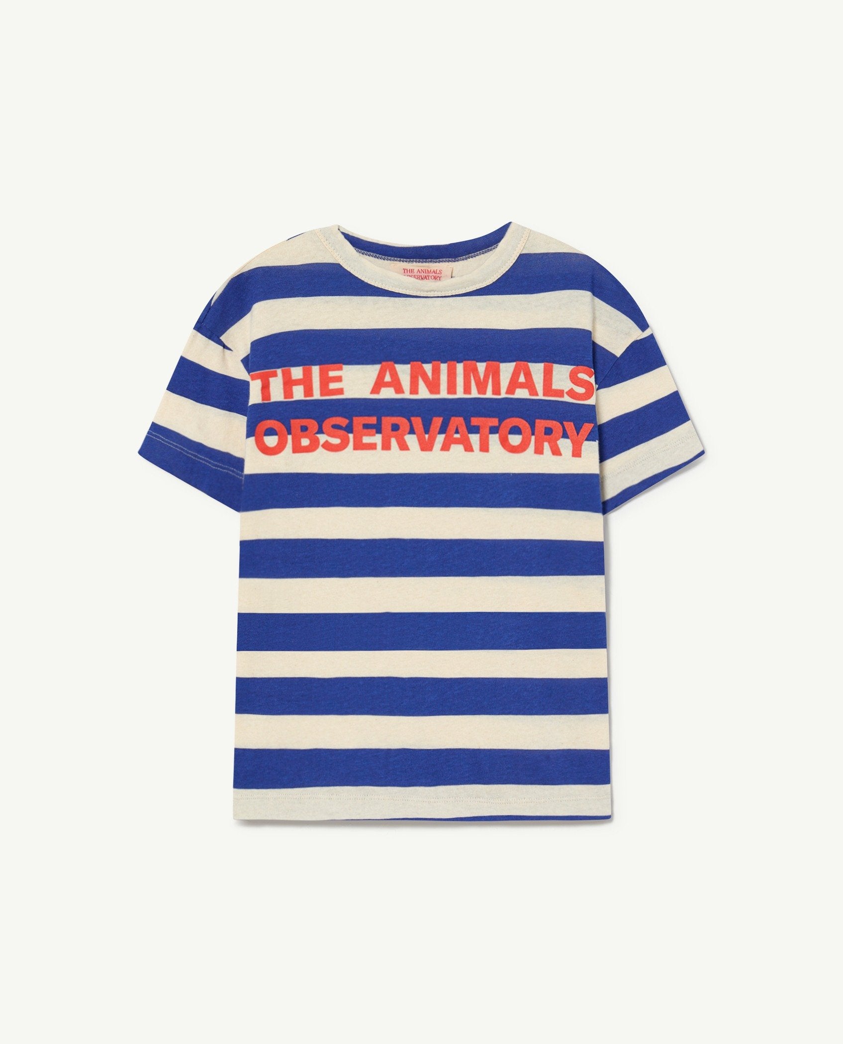 Recycled Raw White Rooster Blue Stripes T-Shirt PRODUCT FRONT