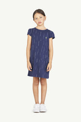 Deep Blue Flamingo Dress MODEL FRONT