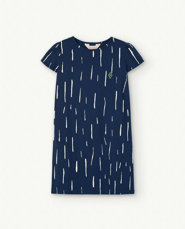 Deep Blue Flamingo Dress PRODUCT FRONT