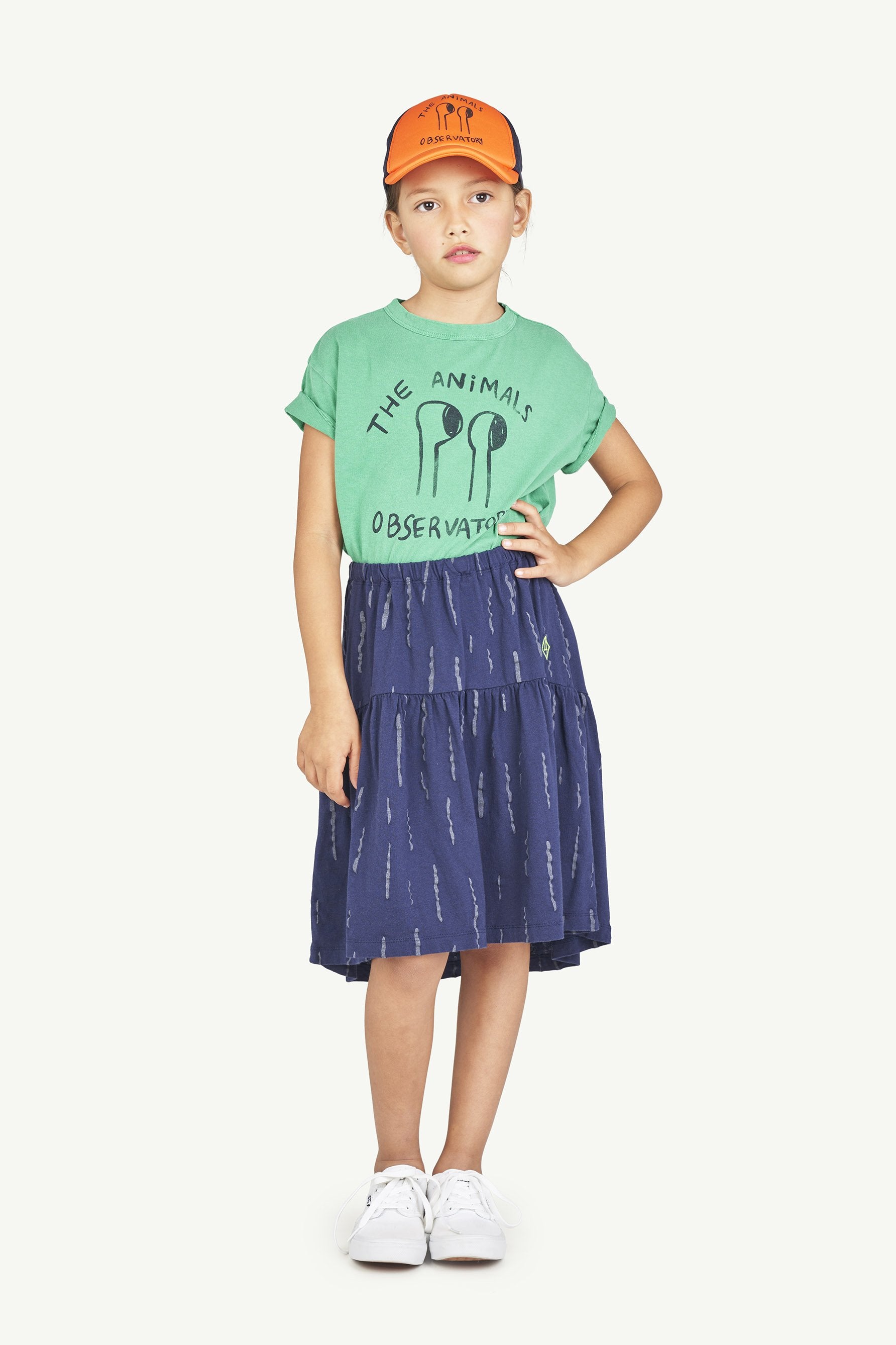 Deep Blue Bird Skirt MODEL FRONT