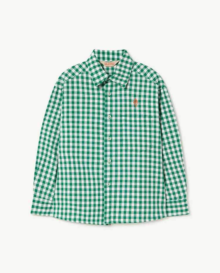 Green Squares Wolf Shirt COVER