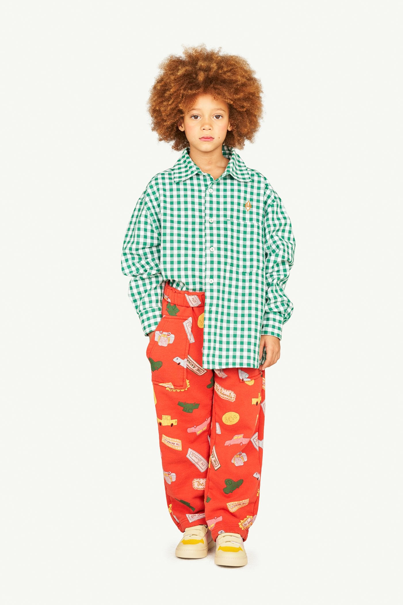 Green Squares Wolf Shirt MODEL FRONT
