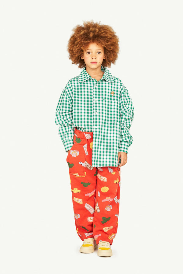 Green Squares Wolf Shirt MODEL FRONT