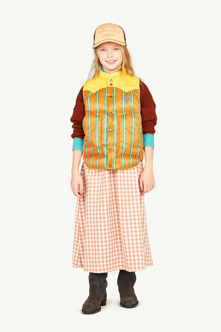 Soft Brown Cow Overall Dress MODEL FRONT
