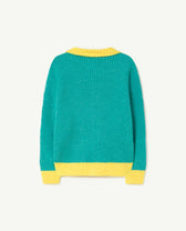 Bicolor Turquoise Toucan Cardigan PRODUCT BACK