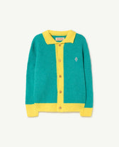 Bicolor Turquoise Toucan Cardigan PRODUCT FRONT