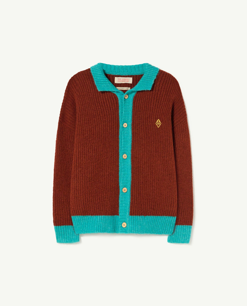 Bicolor Brown Toucan Cardigan PRODUCT FRONT