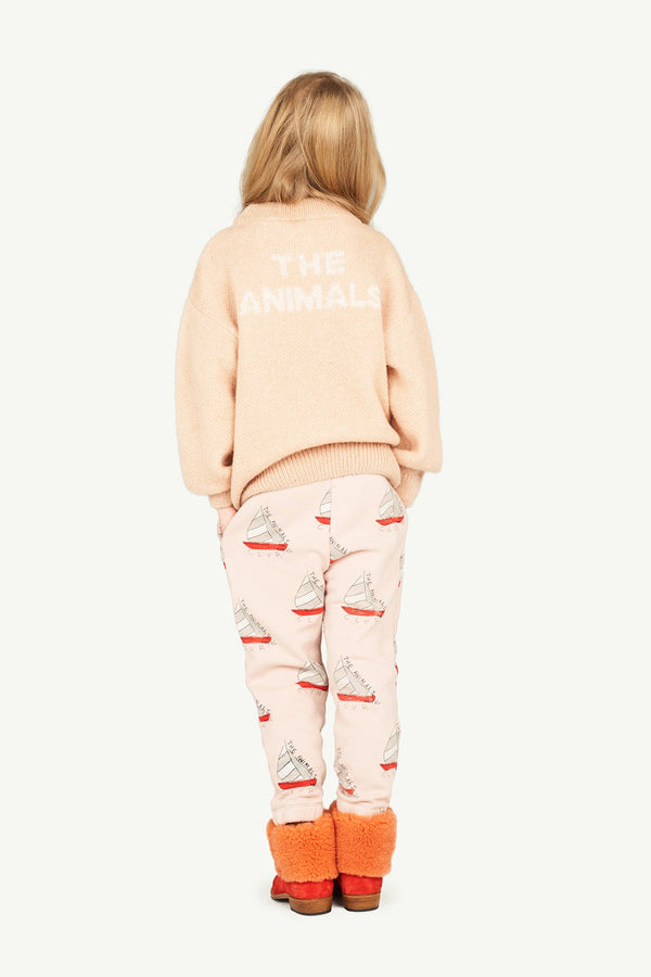 Beige Plain Bull Sweater MODEL BACK