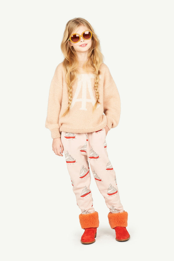 Beige Plain Bull Sweater MODEL FRONT
