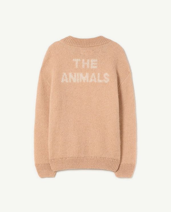 Beige Plain Bull Sweater PRODUCT BACK