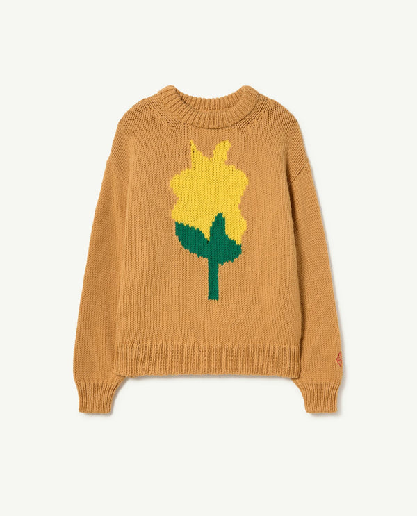 Beige Flower Bull Sweater PRODUCT FRONT
