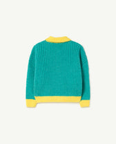 Turquoise Bicolor Toucan Baby Cardigan PRODUCT BACK