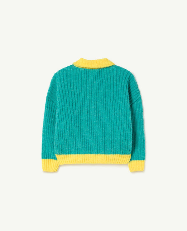 Turquoise Bicolor Toucan Baby Cardigan PRODUCT BACK