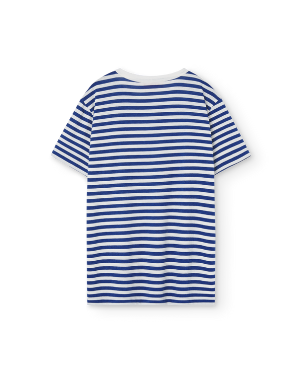 Blue Stripes Rooster T-Shirt PRODUCT BACK