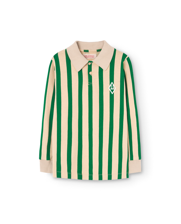 Beige Stripes Eel Polo Shirt PRODUCT FRONT