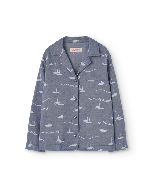 Navy Long Kangaroo Shirt PRODUCT FRONT