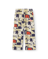 Cream Yellow Houses Elephant Pants PRODUCT FRONT