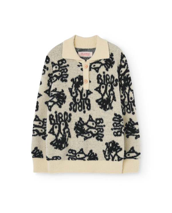 Cream Yellow Raven Polo Sweater PRODUCT FRONT