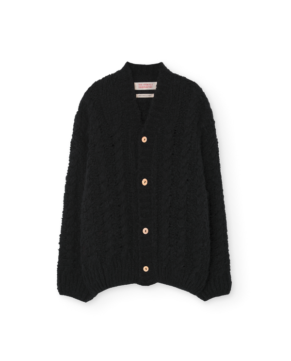 Black Racoon Cable Cardigan PRODUCT FRONT