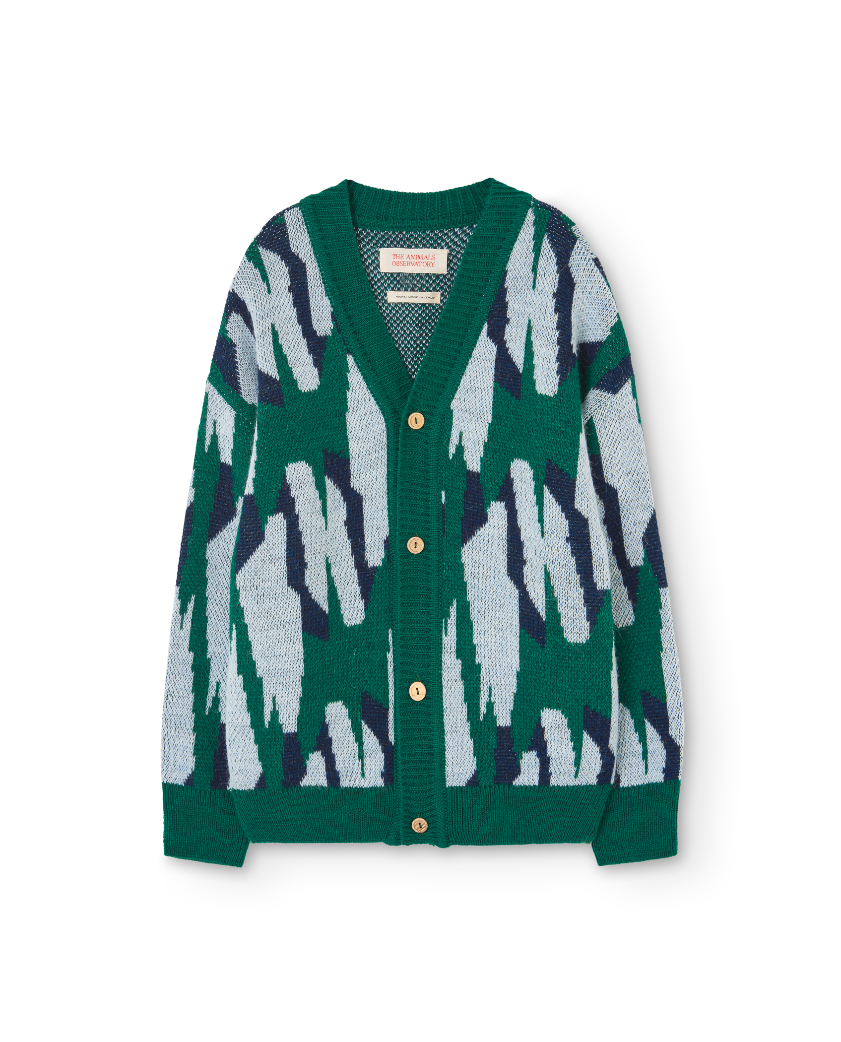 Green Arty Racoon Cardigan The Animals Observatory