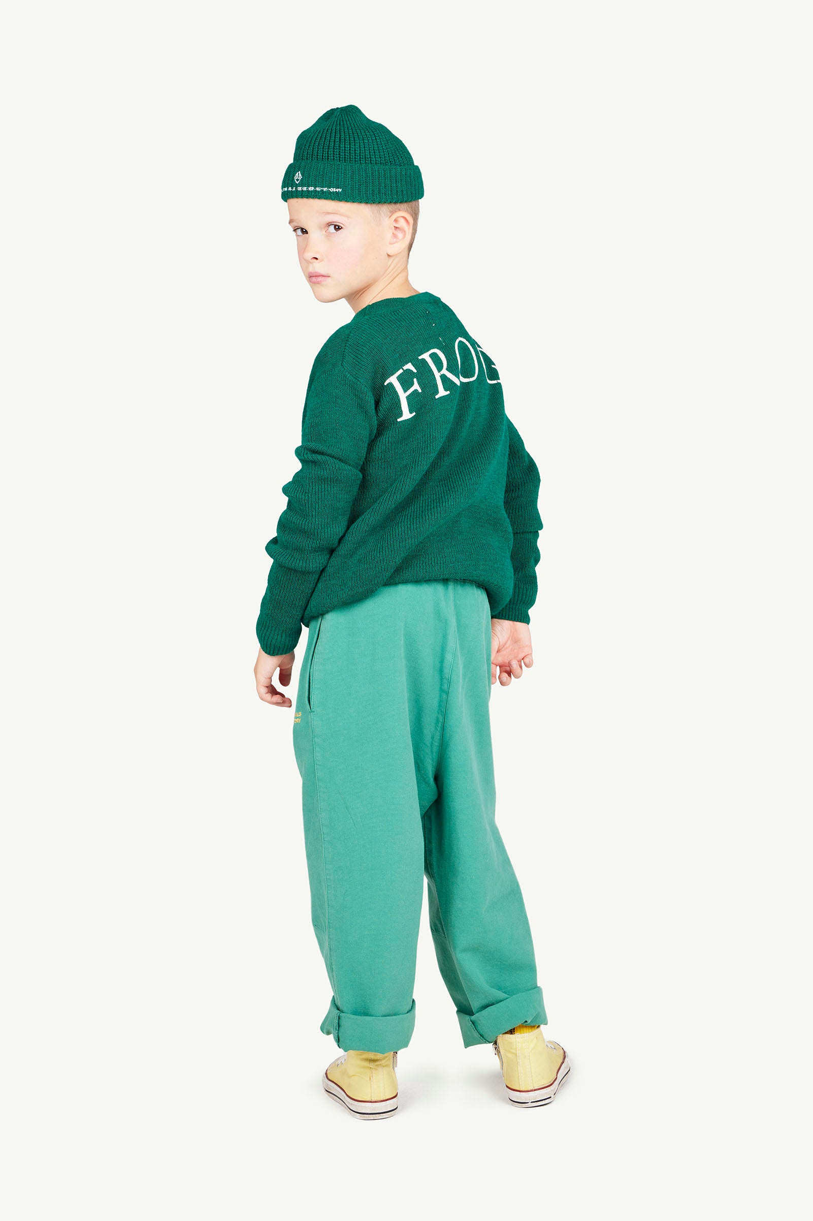Frog Green Bull Sweater MODEL BACK