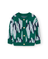 Green Serval Baby Cardigan PRODUCT FRONT