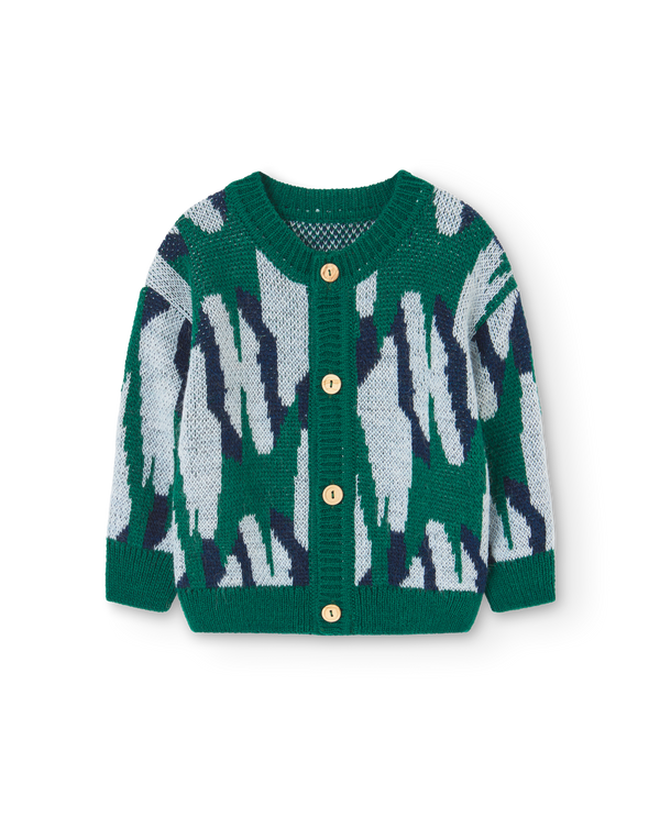 Green Serval Baby Cardigan PRODUCT FRONT