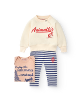 Blue Stripes Penguin Baby Leggings MODEL FRONT
