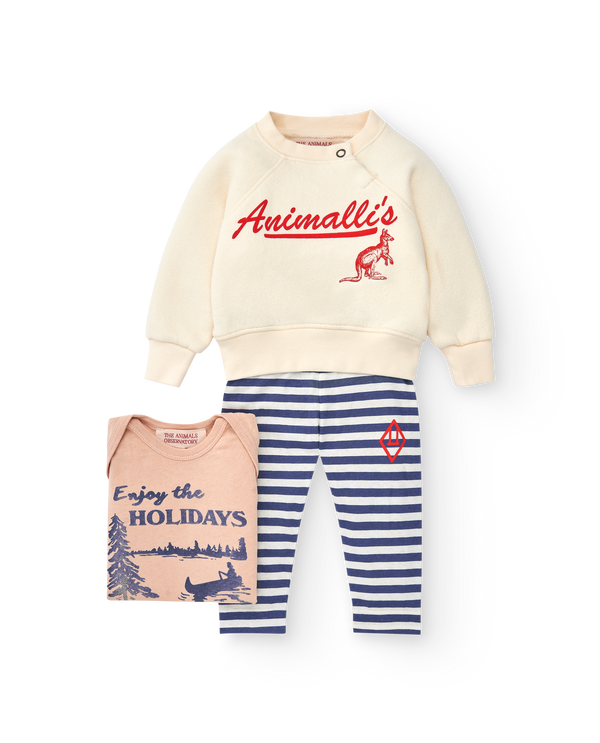 Blue Stripes Penguin Baby Leggings MODEL FRONT