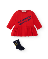 Red Wildebeest Baby Dress MODEL FRONT