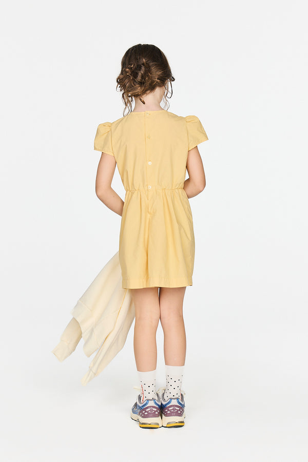 Beige Hummingbird Dress MODEL BACK
